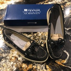NWT Sperry Angelfish black sparkle 8.5
